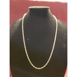 Vintage Unsigned Silver Colored Chain Links 27" Necklace, Interlocking Pieces